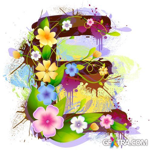 Alphabet Created by Flowers & Leaves 26xEPS Alphabet Created by Flowers & Leaves 26xEPS