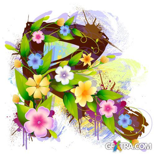 Alphabet Created by Flowers & Leaves 26xEPS Alphabet Created by Flowers & Leaves 26xEPS