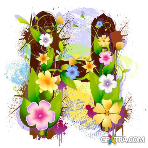 Alphabet Created by Flowers & Leaves 26xEPS Alphabet Created by Flowers & Leaves 26xEPS