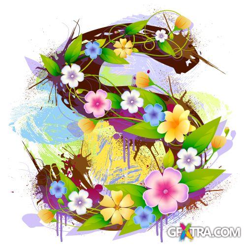 Alphabet Created by Flowers & Leaves 26xEPS Alphabet Created by Flowers & Leaves 26xEPS