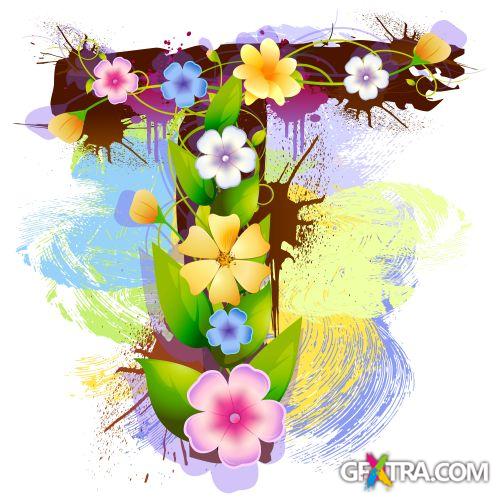 Alphabet Created by Flowers & Leaves 26xEPS Alphabet Created by Flowers & Leaves 26xEPS