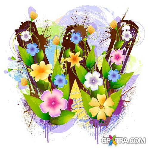 Alphabet Created by Flowers & Leaves 26xEPS Alphabet Created by Flowers & Leaves 26xEPS