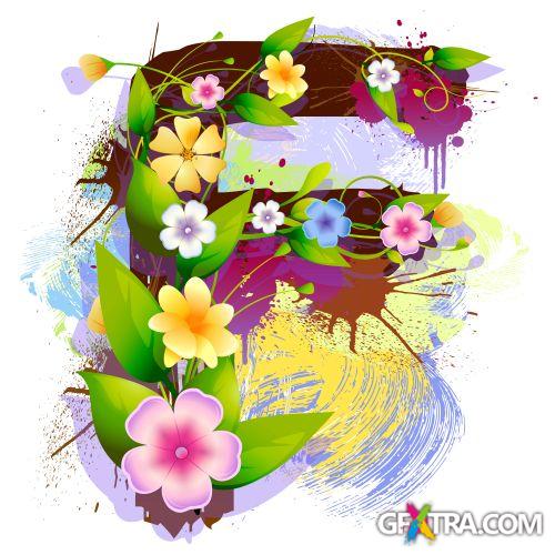 Alphabet Created by Flowers & Leaves 26xEPS Alphabet Created by Flowers & Leaves 26xEPS