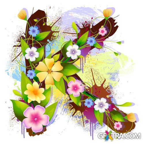 Alphabet Created by Flowers & Leaves 26xEPS Alphabet Created by Flowers & Leaves 26xEPS