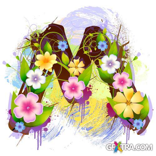 Alphabet Created by Flowers & Leaves 26xEPS Alphabet Created by Flowers & Leaves 26xEPS