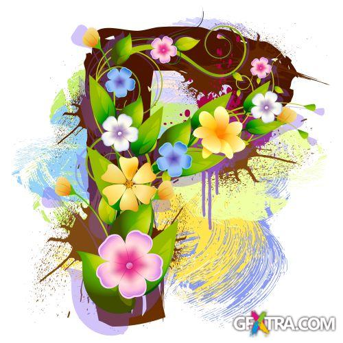 Alphabet Created by Flowers & Leaves 26xEPS Alphabet Created by Flowers & Leaves 26xEPS