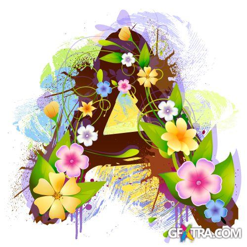 Alphabet Created by Flowers & Leaves 26xEPS Alphabet Created by Flowers & Leaves 26xEPS