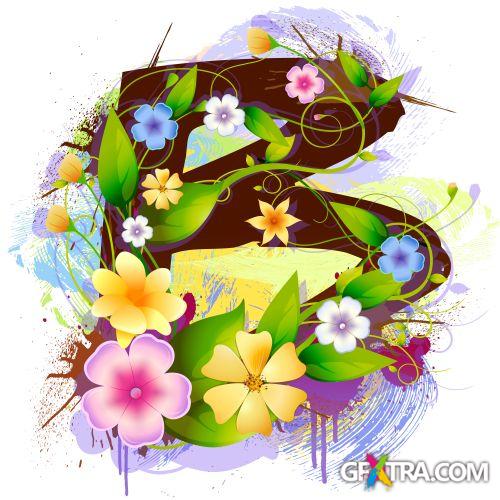 Alphabet Created by Flowers & Leaves 26xEPS Alphabet Created by Flowers & Leaves 26xEPS