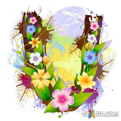 Alphabet Created by Flowers & Leaves 26xEPS Alphabet Created by Flowers & Leaves 26xEPS