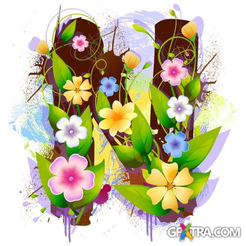 Alphabet Created by Flowers & Leaves 26xEPS Alphabet Created by Flowers & Leaves 26xEPS