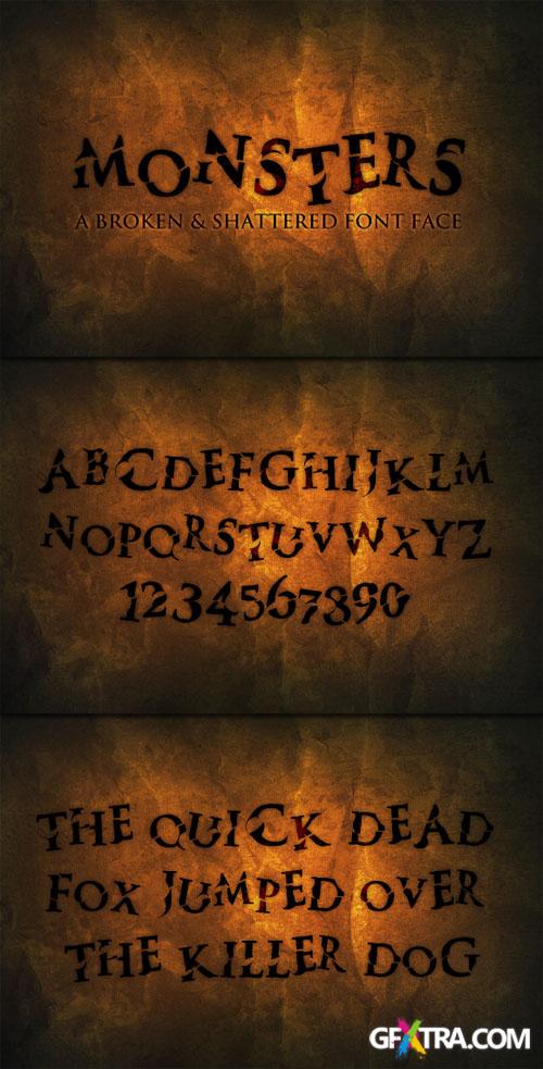 WeGraphics - Monsters, A Broken and Shattered Font Face WeGraphics - Monsters, A Broken and Shattered Font Face