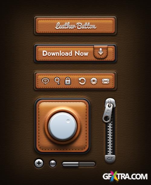Leather UI Elements (PSD)