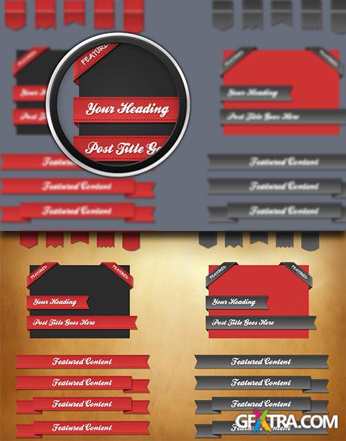 PSD Web Elements - Red Ribbons For Creative Design 2013