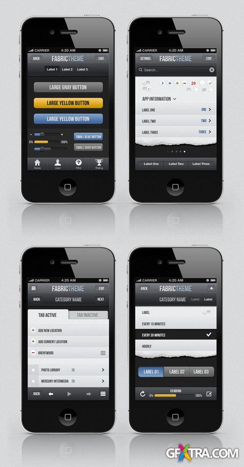 Pixeden - Fabric iPhone App UI Kit Psd