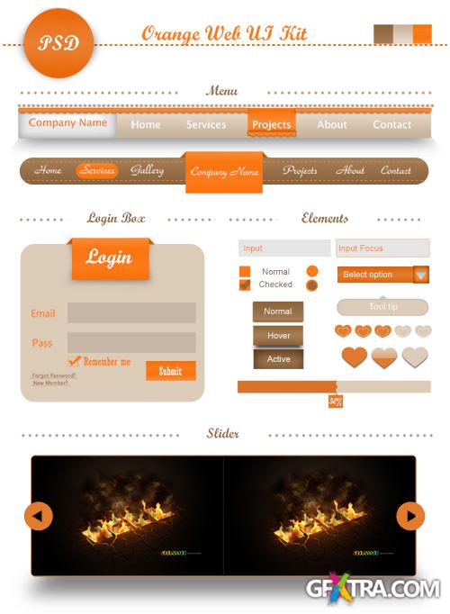 PSD Source Orange Web UI For Design