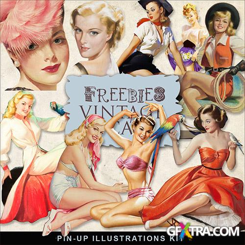 Scrap-kit - Retro Vintage Illustrations Girl Images 2