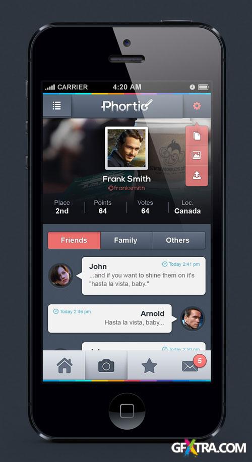 Pixeden - Phortio iPhone App UI Kit Psd