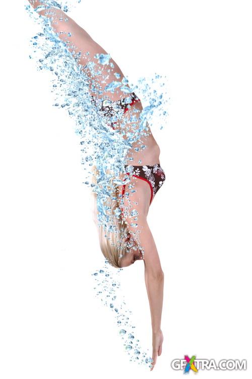 Beautiful Young Woman with Water 25xJPG
