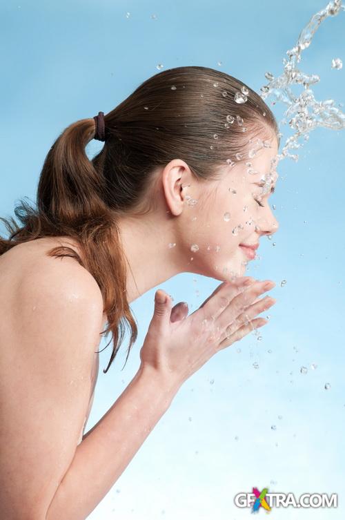 Beautiful Young Woman with Water 25xJPG