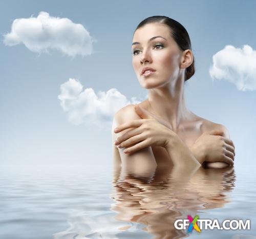Beautiful Young Woman with Water 25xJPG