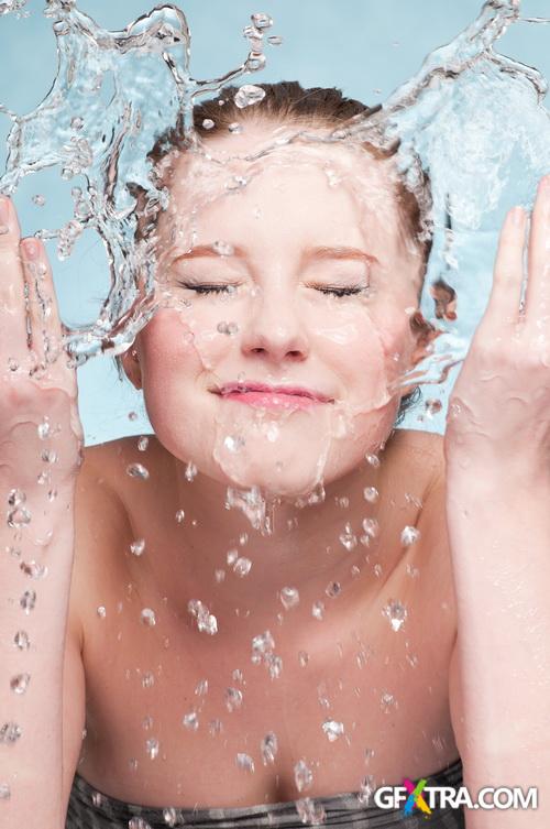 Beautiful Young Woman with Water 25xJPG