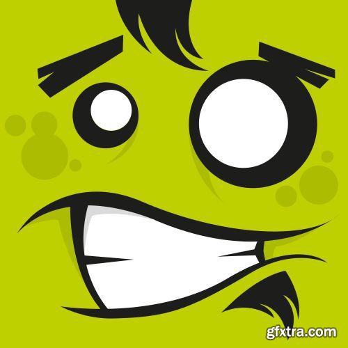 Fascinating Monsters Faces 18xEPS