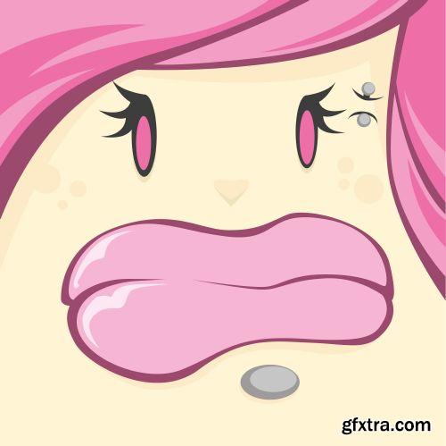 Fascinating Monsters Faces 18xEPS