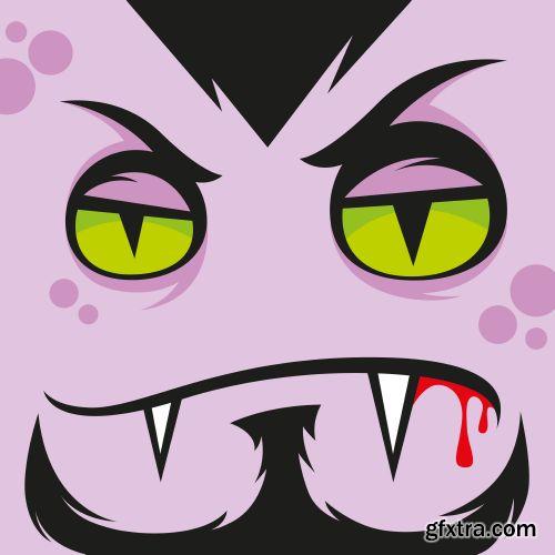 Fascinating Monsters Faces 18xEPS