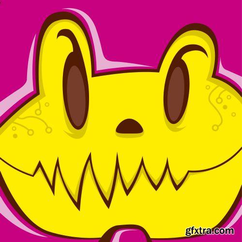 Fascinating Monsters Faces 18xEPS