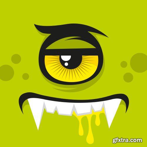 Fascinating Monsters Faces 18xEPS