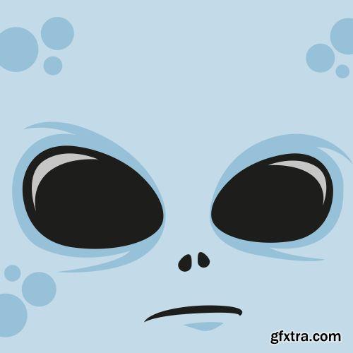 Fascinating Monsters Faces 18xEPS