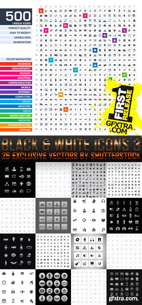 Amazing SS - Black &amp; White Icons 3, 25xEPS