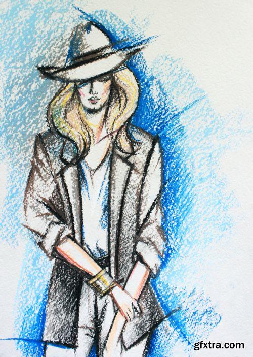 Woman Fashion Illustrations 25xJPG