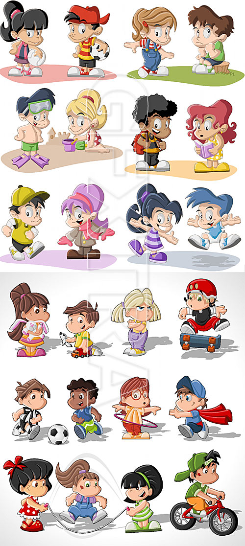 Cartoon children playing