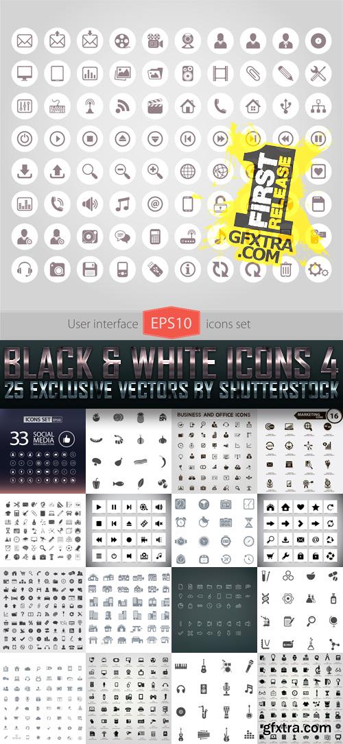Amazing SS - Black &amp; White Icons 4, 25xEPS