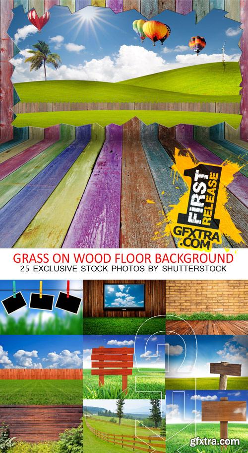Amazing SS - Grass on wood floor background, 25xJPGs Amazing SS - Grass on wood floor background, 25xJPGs