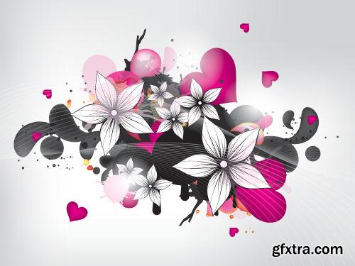 Floral Backgrounds with Flowers & Swirls 25xEPS