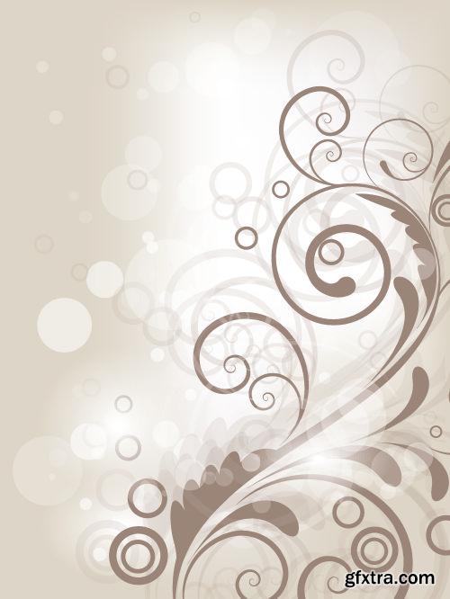 Floral Backgrounds with Flowers & Swirls 25xEPS