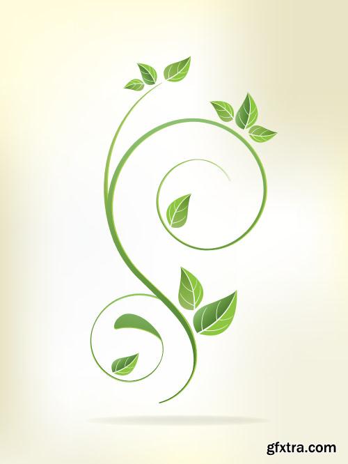 Floral Backgrounds with Flowers & Swirls 25xEPS