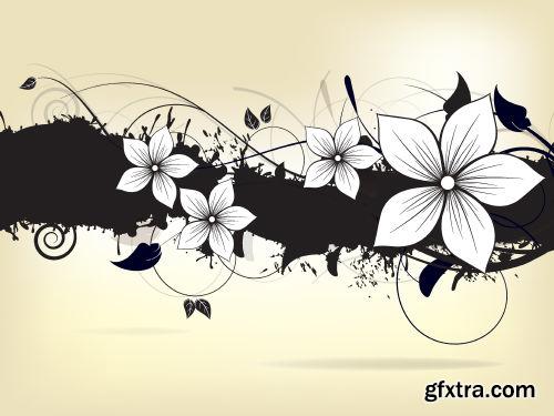 Floral Backgrounds with Flowers & Swirls 25xEPS