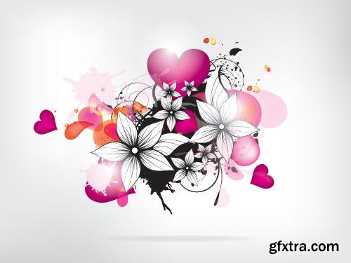 Floral Backgrounds with Flowers & Swirls 25xEPS