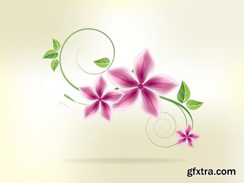Floral Backgrounds with Flowers & Swirls 25xEPS