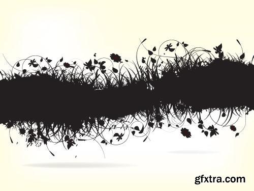 Floral Backgrounds with Flowers & Swirls 25xEPS