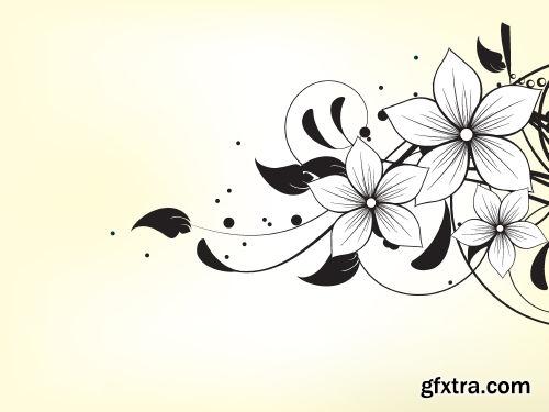 Floral Backgrounds with Flowers & Swirls 25xEPS