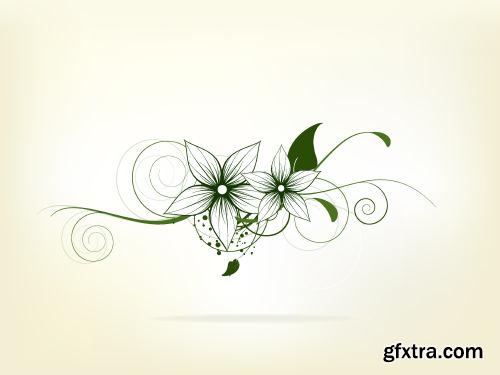 Floral Backgrounds with Flowers & Swirls 25xEPS