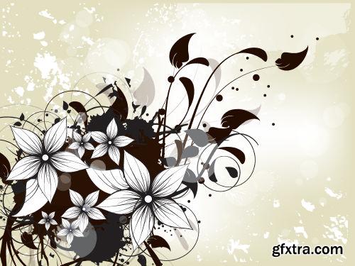 Floral Backgrounds with Flowers & Swirls 25xEPS