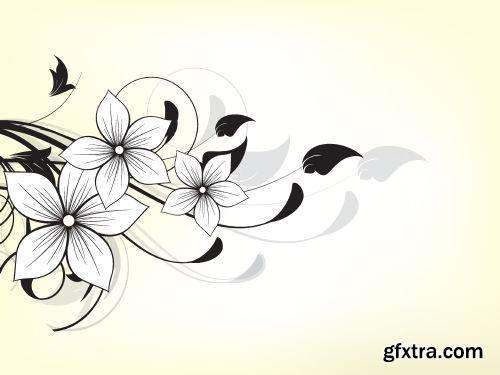 Floral Backgrounds with Flowers & Swirls 25xEPS