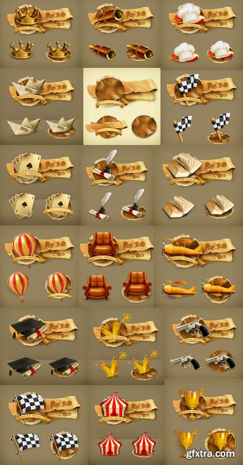 Retro icon collection 25 EPS