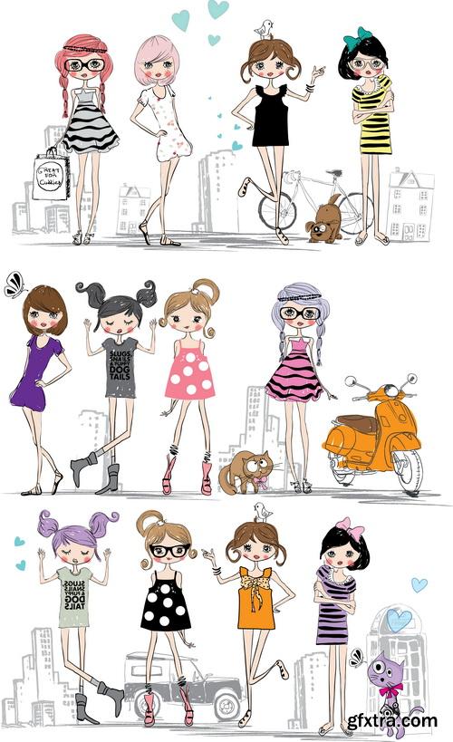 Fashion Girls Illustration #1, 25xEPS