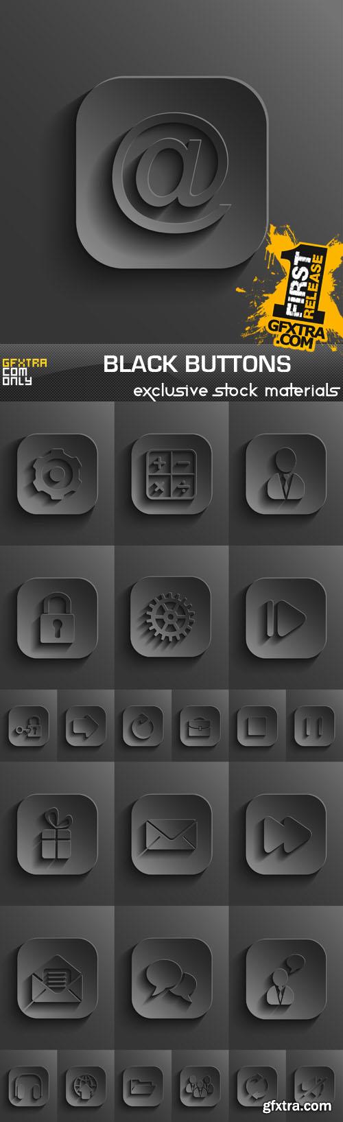 Black vector buttons, 25xEPS Black vector buttons, 25xEPS